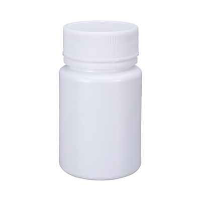 comprar Estampado en caliente Botella de plástico vacía de 50cc Cápsula píldora con tapa de junta de papel de aluminio blanco Fabricación en línea