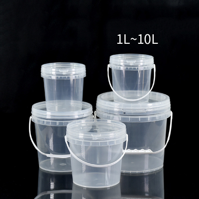 comprar 1L-10L redondo impreso personalizado de dulces galletas de plástico transparente cubo de plástico con muestra de tapa a prueba de fugas Fabricación en línea