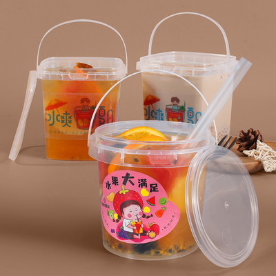 comprar 600 ml Impresión IML personalizada Baldes de plástico transparente con tapas para impresión de transferencia de calor Fabricación en línea