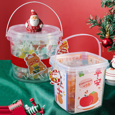 comprar 280ml 300ml 500ml 750ml 1L 1.5L 2.5L 4L Cubo de plástico para almacenamiento de alimentos Decoración navideña Fabricación en línea
