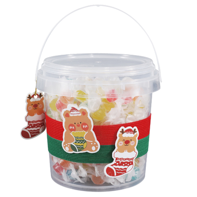 comprar 1L de espesor decorativo redondo baldes de plástico con mango para el regalo de Navidad paquete de juguete Fabricación en línea