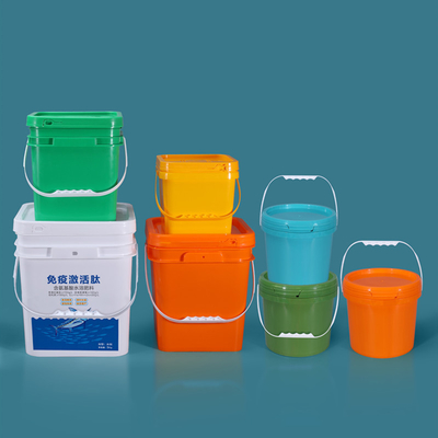 comprar Cuadrados de agua, alimentos y baldes de plástico seguros con tapa de 10 galones de 20 litros de blanco claro Fabricación en línea