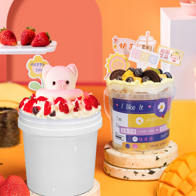 comprar Cubo de crema de plástico de 1L con tapa transparente semicircular e impresión de logotipo personalizada Fabricación en línea