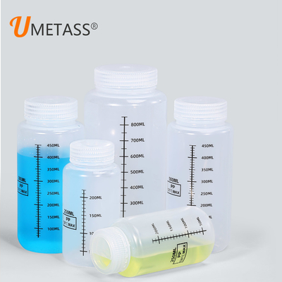 comprar Botella de plástico PP de grado alimenticio con línea de escala de cuello ancho Contenedor de líquido para productos químicos Fabricación en línea