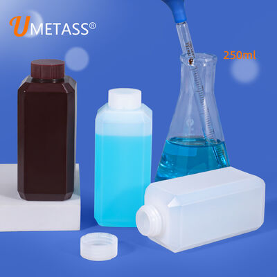 comprar Botella cuadrada de cuello ancho de 250 ml para laboratorios industriales Contenedor de reactivo Fabricación en línea