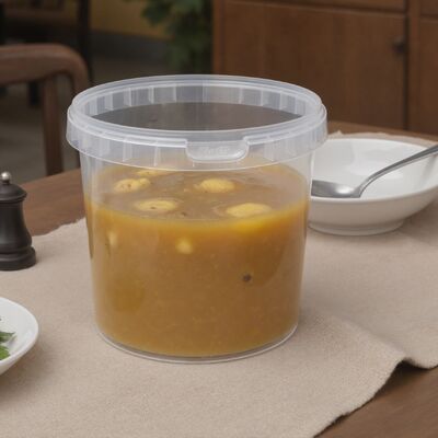 comprar Cubo de plástico de grado alimenticio personalizado - Resistente a temperaturas de -20~100℃, contenedor hermético de 1~2L con tapa y asa para bebidas calientes Fabricación en línea
