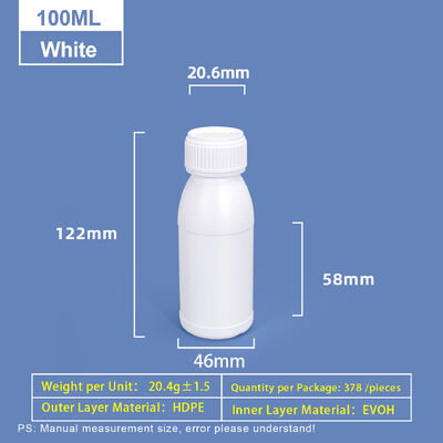 comprar Botella de plástico de hombro redondo blanca de 100 ml Botella de plástico Coex HDPE Fabricación en línea