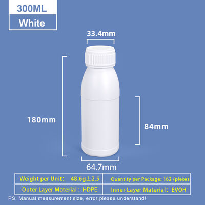 comprar 300 ml Botella de plástico de hombro redondo de color blanco Botella de plástico Coex HDPE Fabricación en línea
