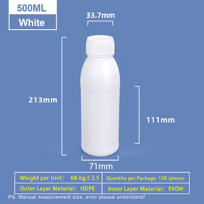 comprar Botella de plástico de hombro redondo blanca de 500 ml Botella de plástico Coex HDPE Fabricación en línea