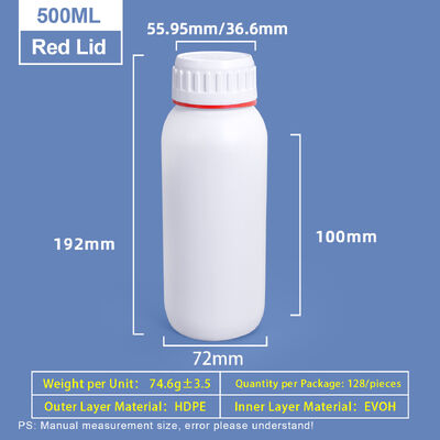 comprar Botella Coex de plástico blanco a medida de 500 ml con anillo de color rojo verde alrededor de la tapa Fabricación en línea