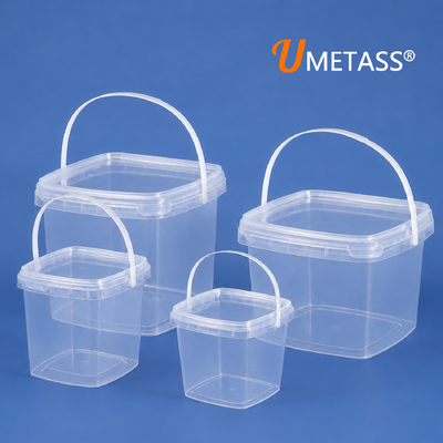 comprar Cubo de plástico cuadrado de calidad alimentaria, resistente, con tapa y asa para almacenamiento de bebidas y frutas, recipiente de embalaje seguro para congelador a prueba de fugas Fabricación en línea