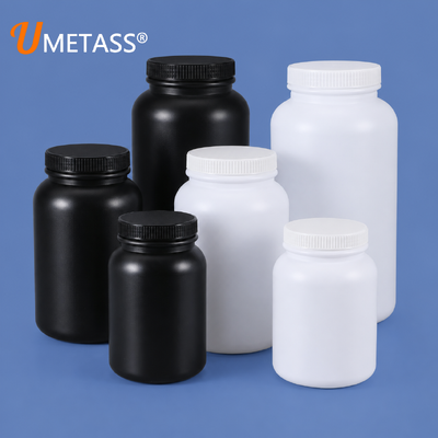comprar Botella de plástico redonda de boca ancha 2L-4L para granulos de polvo Reactivos químicos y disolventes orgánicos Logotipo personalizado Fabricación en línea