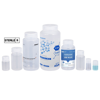 Botellas de vial de plástico de boca ancha y vacía de fácil llenado para reactivos de laboratorio