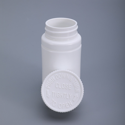 Botella de plástico a prueba de niños de 112 ml cápsula con pastilla de medicina blanca Contenedor vacío