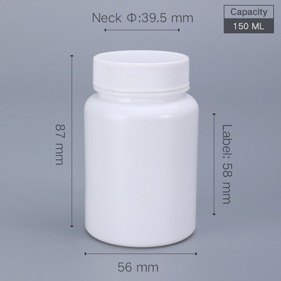 Impresión por pantalla de seda Botella de plástico HDPE de 150 ml para almacenamiento de píldoras segura y segura
