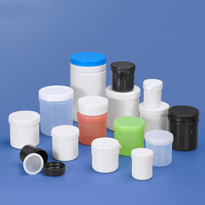 Envasado en polvo Jarrón HDPE con boca ancha y cuello de tornillo sellado en negro/blanco/transculento