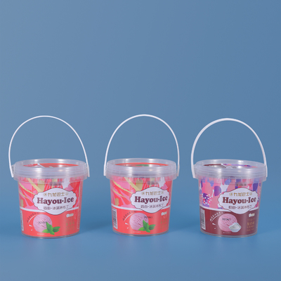 Cubo de plástico de 1000 ml 1L con mango para galletas de chocolate de dulces paquete Contenedor de almacenamiento de alimentos