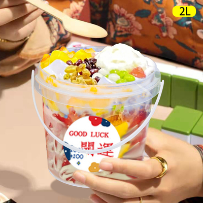 Cubo de agua 500 ml 1L 2L cubo de plástico con tapa para agua yogur galleta almacenaje de alimentos
