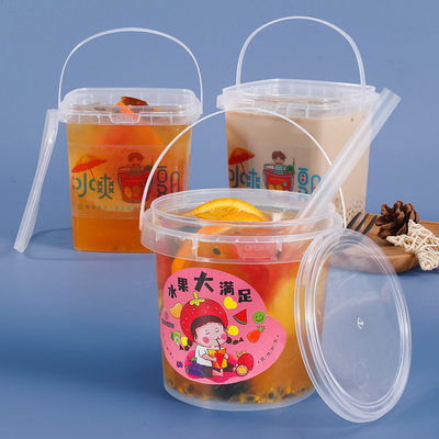 Embalaje de agua ISO9001SGS Certificado cubo de plástico vacío para frutas, yogur, leche y té