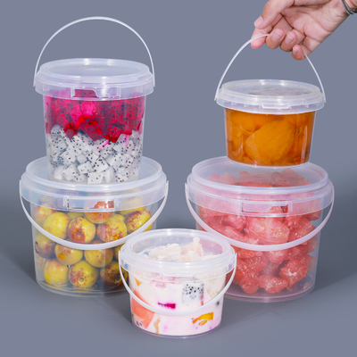 Cubo de plástico de forma cuadrada y circular reutilizable de bajo precio con mango de UMETASS