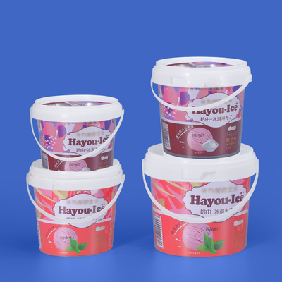 Impresión de logotipos en cubos de plástico blanco de grado alimenticio y personalizables