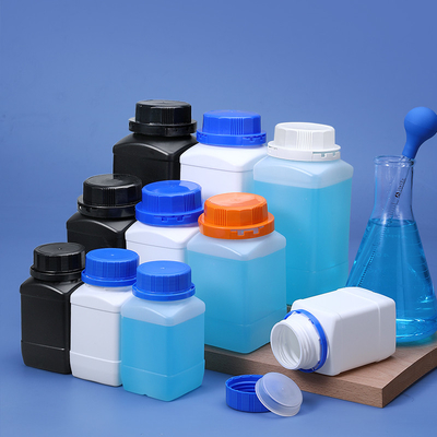 250 ml de cuello ancho botella cuadrada material HDPE cuerpo cilíndrico