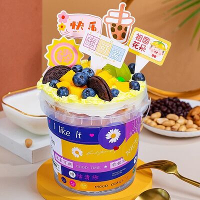 500ml 750ml 1L Bucket de plástico claro personalizado Bucket de grado alimenticio con tapa de cúpula hemisférica y mango para pastel de crema de palomitas de maíz
